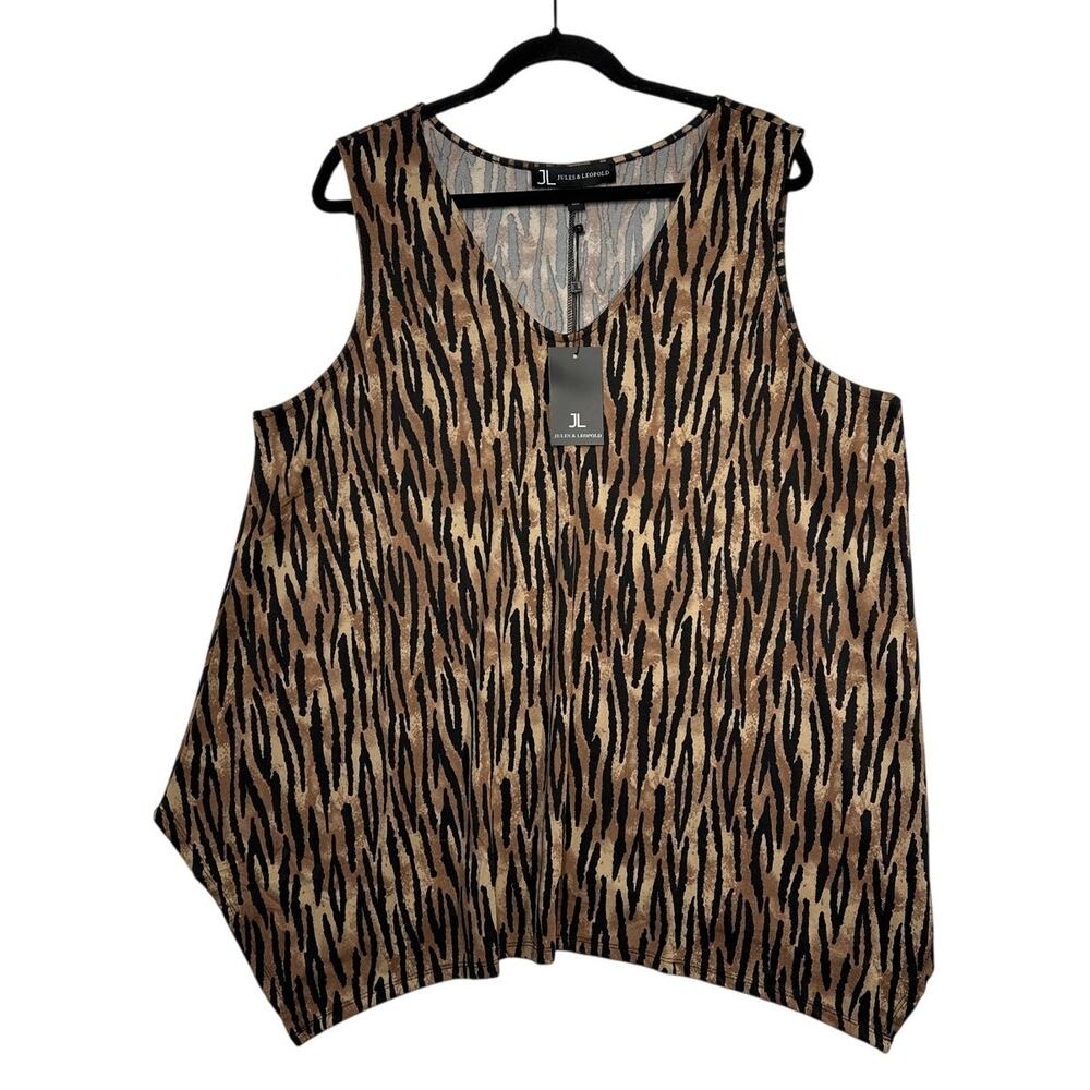 Jules & Leopold Animal Print Tank Top Blouse Sleeveless Lagenlook Mobwife Sz 2X